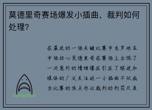 莫德里奇赛场爆发小插曲，裁判如何处理？
